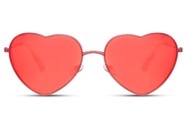 Heart-shaped sunglasses with pink lenses